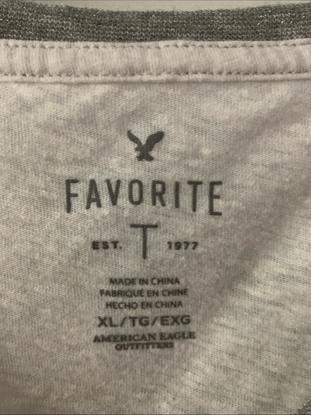 American Eagle Outfitters Women's White & Gray Raglan Logo Tee - Picture 2 of 10